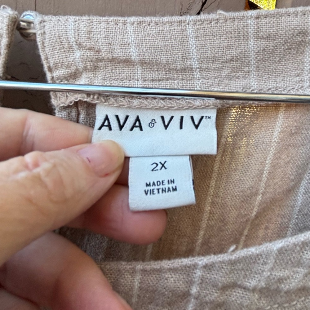 🎉NWOT🎉 Ava & Viv Sleeveless Beige Pinstripe Dress - Picture 6 of 10